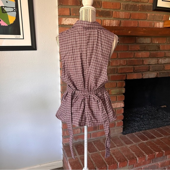 NWT Free People Amber Belted Plaid Vest in Pink Combo Sz XL - Picture 8 of 10